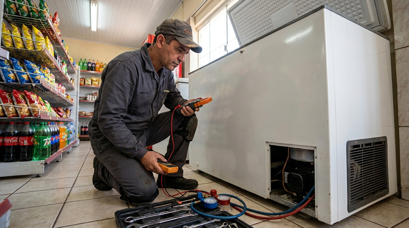 Reparo na placa eletrônica do freezer no Comércio, Salvador‑BA